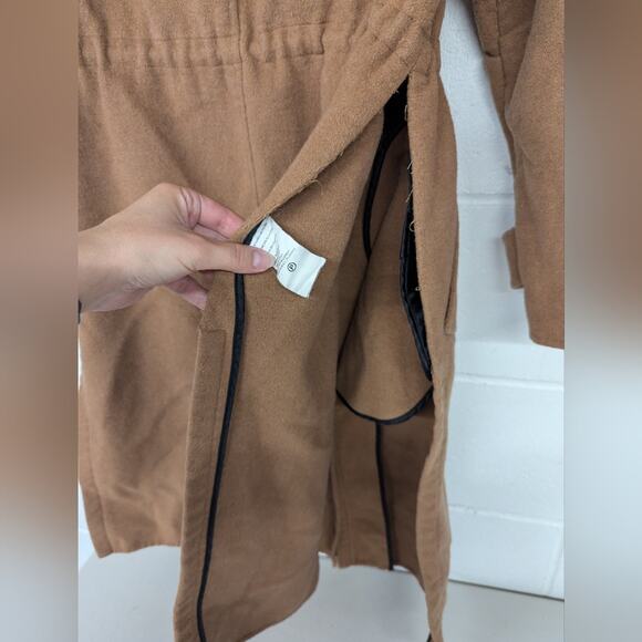 RTR Jason Wu Collective Drawstring Wool Coat xs (0-2) Peacoat slits Brown Tan - Picture 8 of 9